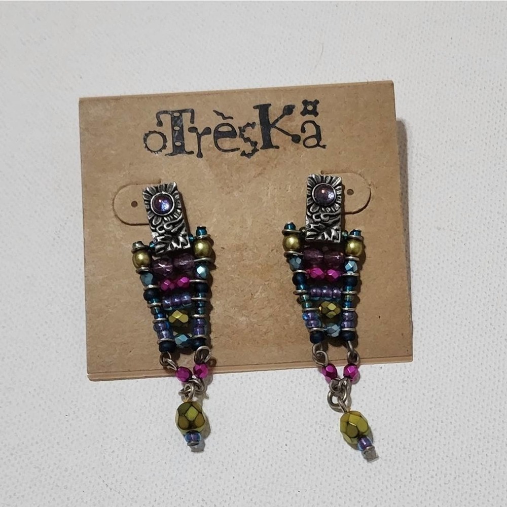 TRESKA beaded dangle chandelier earrings‎ new!!!